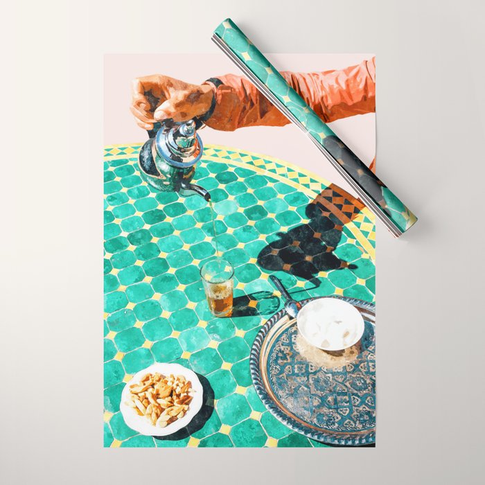Chai, India Culture & People Painting, Exotic Travel Places Tea Bohemian Colorful Morocco Turkish Wrapping Paper Gallery Image 1