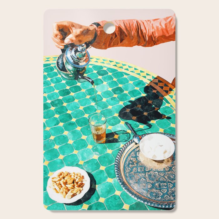 Chai, India Culture & People Painting, Exotic Travel Places Tea Bohemian Colorful Morocco Turkish Cutting Board Gallery Image 1