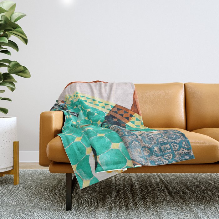 Chai, India Culture & People Painting, Exotic Travel Places Tea Bohemian Colorful Morocco Turkish Throw Blanket Gallery Image 1