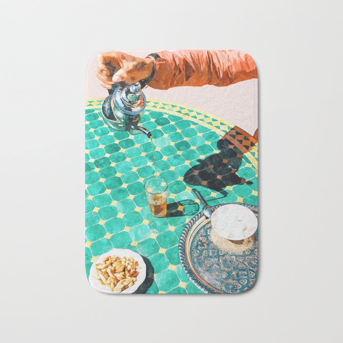 Chai, India Culture & People Painting, Exotic Travel Places Tea Bohemian Colorful Morocco Turkish Bath Mat Gallery Image 1