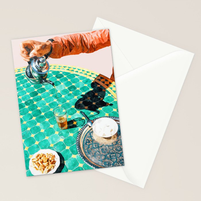 Chai, India Culture & People Painting, Exotic Travel Places Tea Bohemian Colorful Morocco Turkish Stationery Card Gallery Image 2