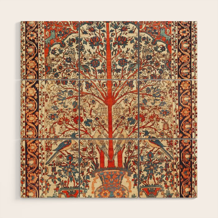 Antique Persian Tree Of Life Rug Print  Wood Wall Art Gallery Image 1