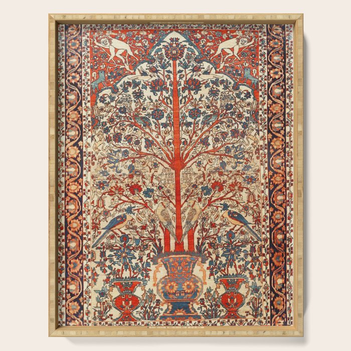 Antique Persian Tree Of Life Rug Print  Serving Tray Gallery Image 1