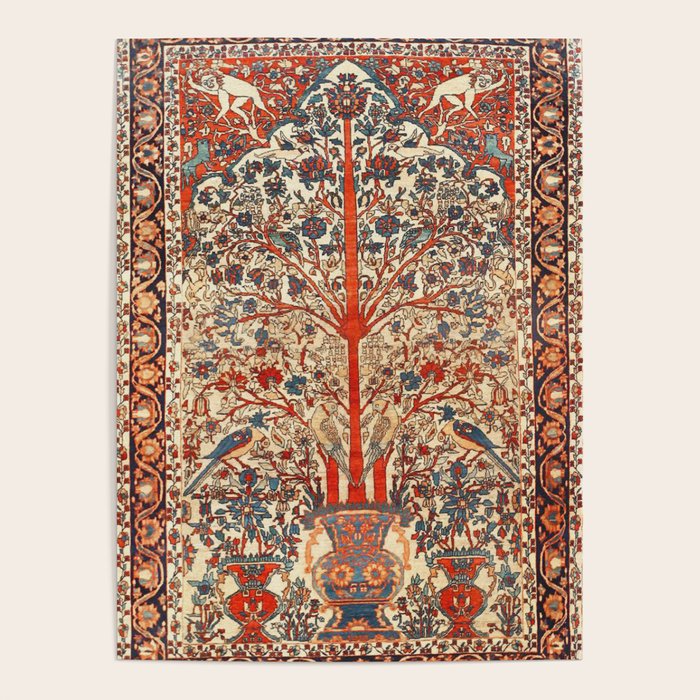 Antique Persian Tree Of Life Rug Print  Poster Gallery Image 1