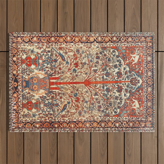 Antique Persian Tree Of Life Rug Print  Outdoor Rug Gallery Image 1