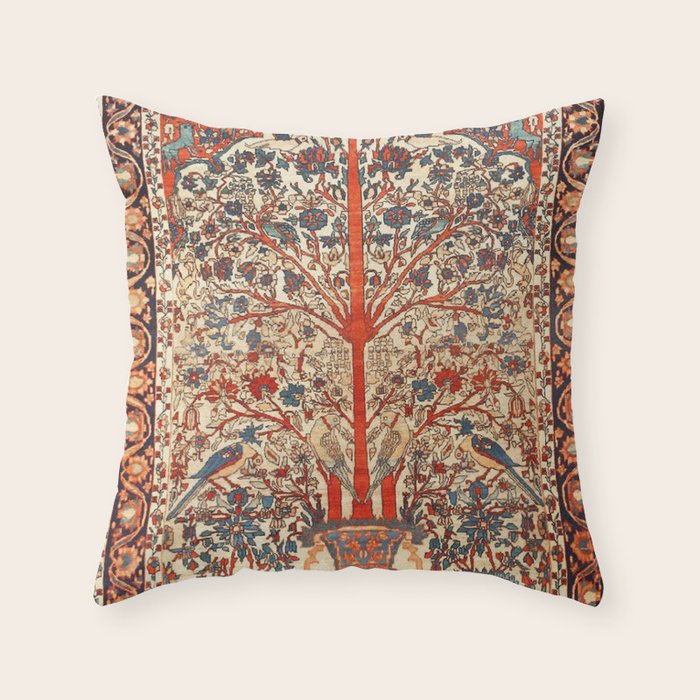 Antique Persian Tree Of Life Rug Print  Throw Pillow Gallery Image 6