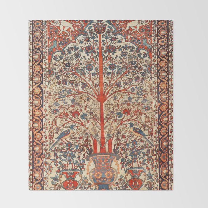 Antique Persian Tree Of Life Rug Print  Throw Blanket Gallery Image 2
