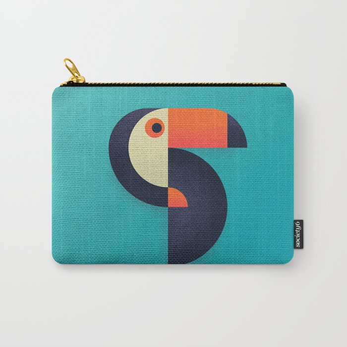 Toucan Geometric - Aqua Carry All Pouch Gallery Image 1