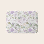 Lavender pastel green white watercolor floral pattern Bath Mat Gallery Image 1