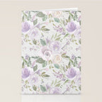 Lavender pastel green white watercolor floral pattern Stationery Card Gallery Image 2