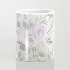 Lavender pastel green white watercolor floral pattern Coffee Mug Gallery Image 4