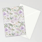Lavender pastel green white watercolor floral pattern Stationery Card Gallery Image 2