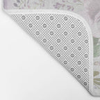 Lavender pastel green white watercolor floral pattern Bath Mat Gallery Image 2