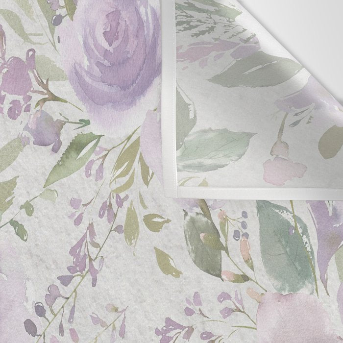 Lavender pastel green white watercolor floral pattern Wall Tapestry Gallery Image 3