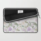 Lavender pastel green white watercolor floral pattern Laptop Sleeve Gallery Image 2