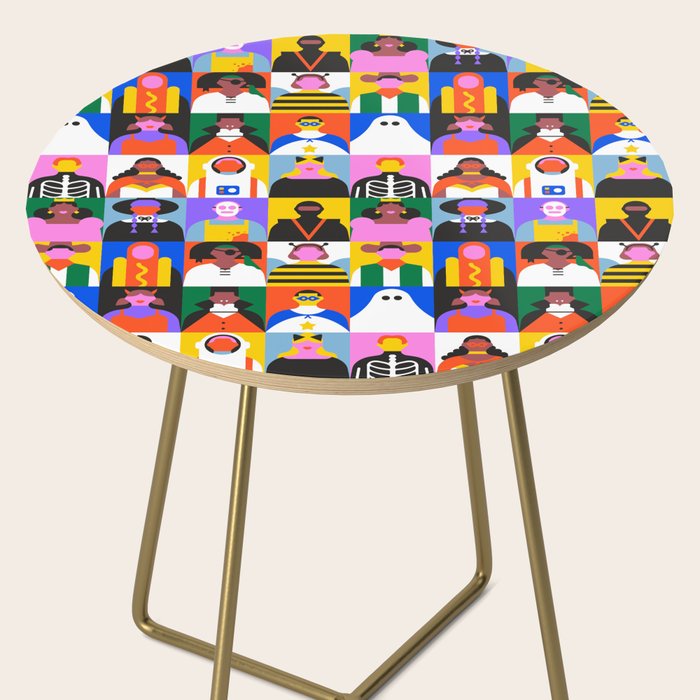 Diverse people in halloween costume pattern Side Table Gallery Image 2