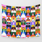 Diverse people in halloween costume pattern Wall Tapestry Gallery Image 4