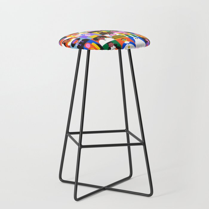 Diverse people in halloween costume pattern Stool Gallery Image 1