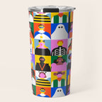 Diverse people in halloween costume pattern Travel Mug Gallery Image 1