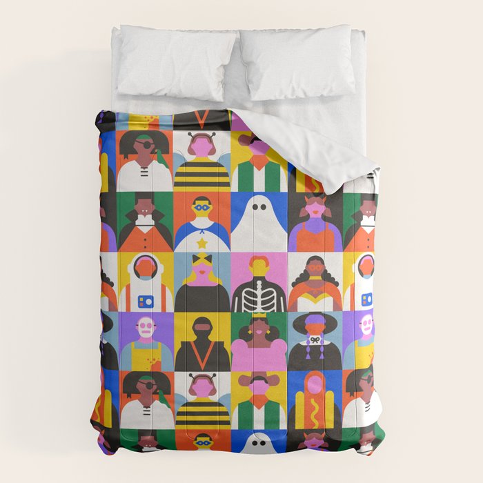 Diverse people in halloween costume pattern Comforter Gallery Image 6