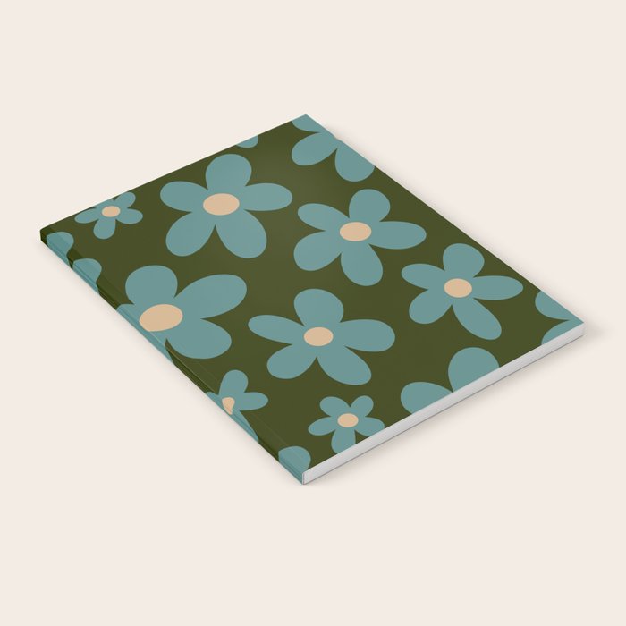 Daisy Pop - Turquoise and Dark Green Notebook Gallery Image 1