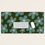 Daisy Pop - Turquoise and Dark Green Desk Mat Gallery Image 1