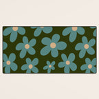 Daisy Pop - Turquoise and Dark Green Desk Mat Gallery Image 3