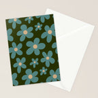 Daisy Pop - Turquoise and Dark Green Stationery Card Gallery Image 2