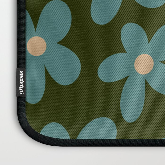 Daisy Pop - Turquoise and Dark Green Laptop Sleeve Gallery Image 3