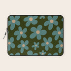 Daisy Pop - Turquoise and Dark Green Laptop Sleeve Gallery Image 1