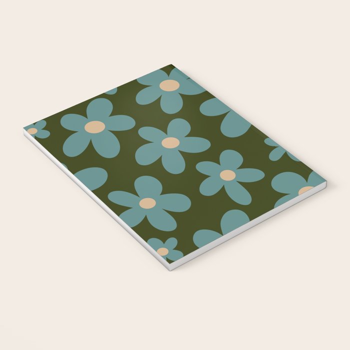 Daisy Pop - Turquoise and Dark Green Notebook Gallery Image 3
