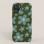 Daisy Pop - Turquoise and Dark Green iPhone Case Gallery Image 1
