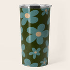 Daisy Pop - Turquoise and Dark Green Travel Mug Gallery Image 1