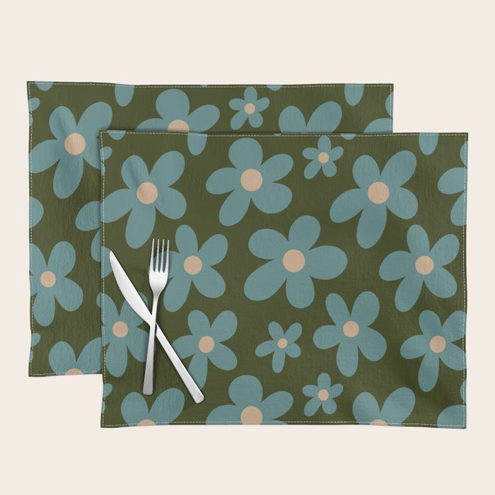 Daisy Pop - Turquoise and Dark Green Placemat Gallery Image 1