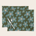 Daisy Pop - Turquoise and Dark Green Placemat Gallery Image 1