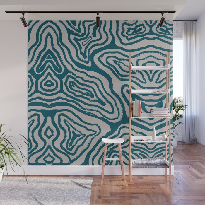 Aquamarine Brush Rivers Wall Mural Gallery Image 1