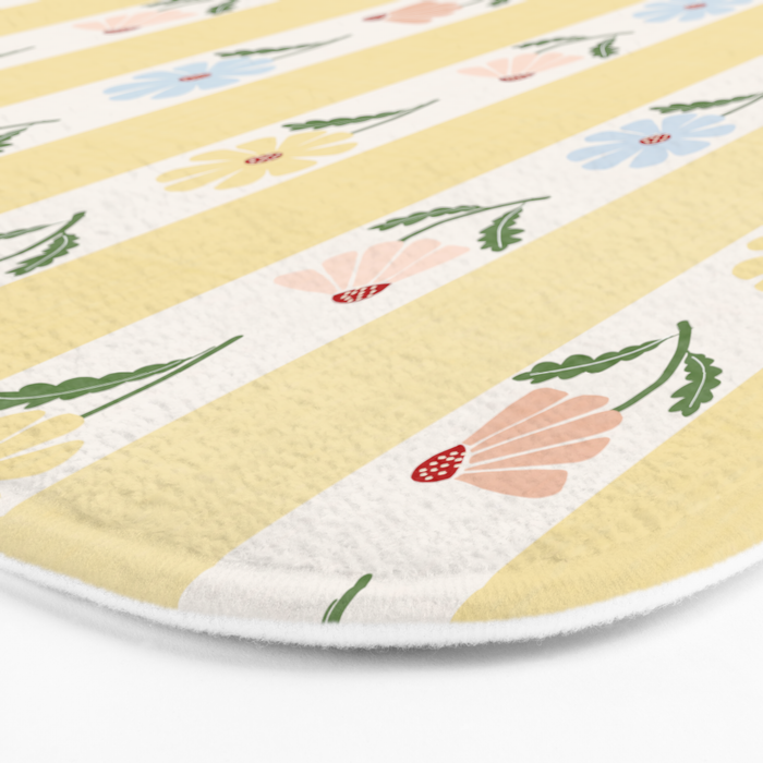 Sweet Floral Stripes - vintage yellow Bath Mat Gallery Image 3