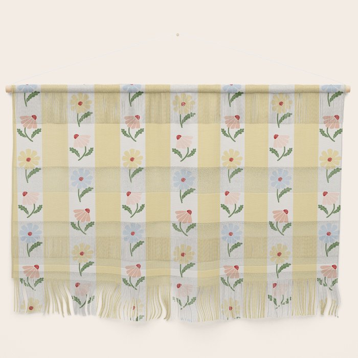 Sweet Floral Stripes - vintage yellow Wall Hanging Gallery Image 1