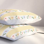 Sweet Floral Stripes - vintage yellow Pillow Sham Gallery Image 3