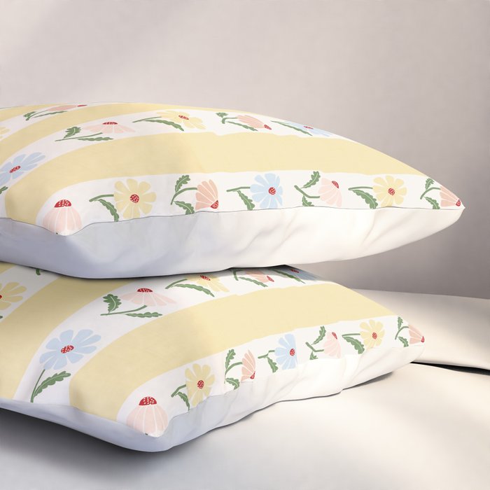 Sweet Floral Stripes - vintage yellow Pillow Sham Gallery Image 3