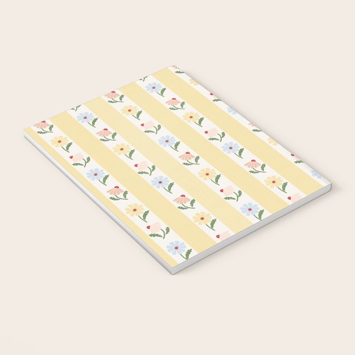 Sweet Floral Stripes - vintage yellow Notebook Gallery Image 3