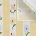 Sweet Floral Stripes - vintage yellow Wall Tapestry Gallery Image 3