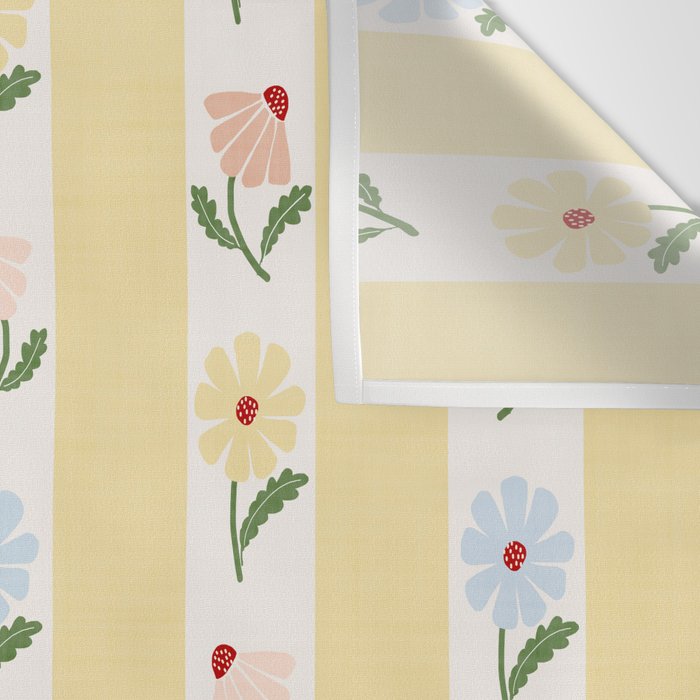 Sweet Floral Stripes - vintage yellow Wall Tapestry Gallery Image 3