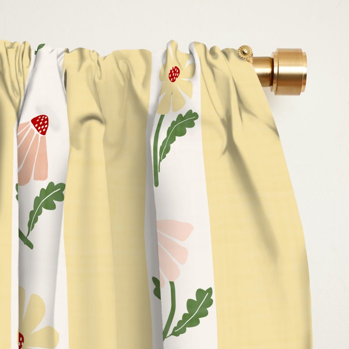 Sweet Floral Stripes - vintage yellow Window Curtain Gallery Image 2