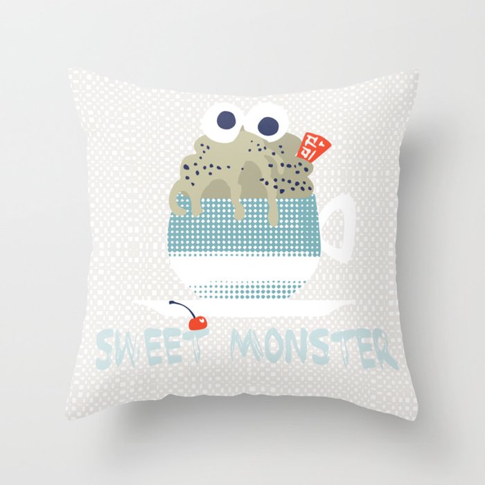 Sweet monster cupcake mint Throw Pillow Gallery Image 6
