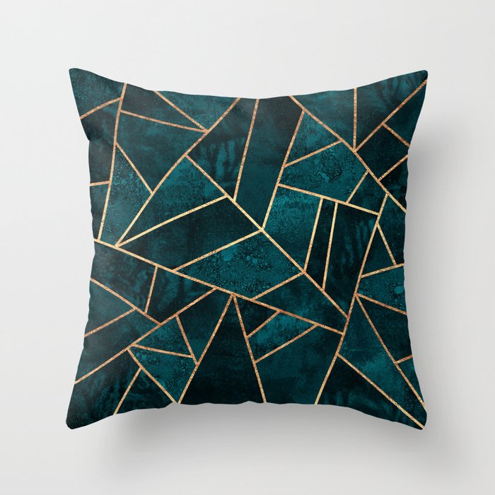 Deep Teal Stone Throw Pillow Gallery Image 6