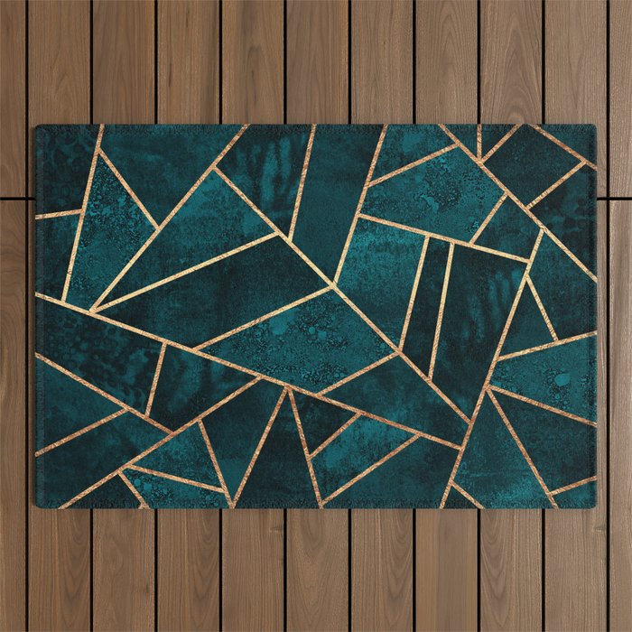 Deep Teal Stone Outdoor Rug Gallery Image 1