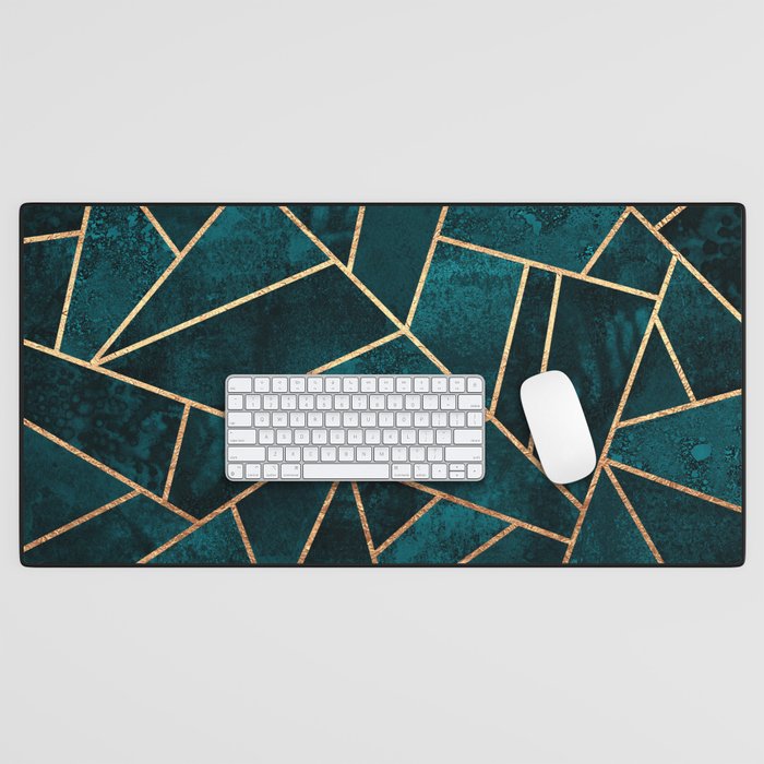 Deep Teal Stone Desk Mat Gallery Image 1
