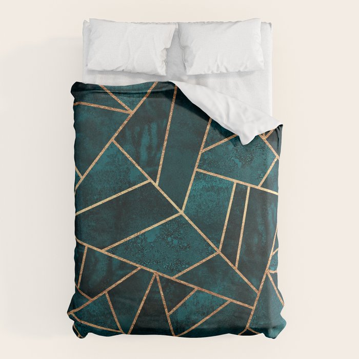 Deep Teal Stone Duvet Cover