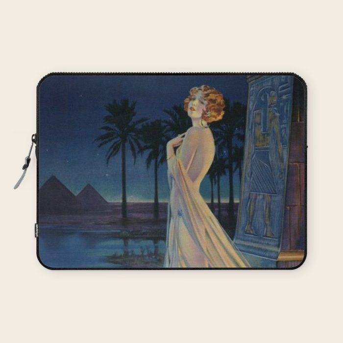 Melody of Ancient Egypt Art Deco romantic female figure by the River Nile painting by Henry Clive Laptop Sleeve Gallery Image 1